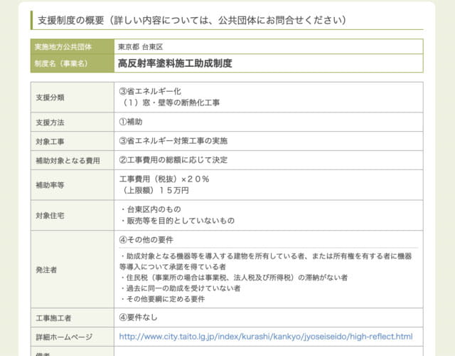 その中からご自身がお住まいの市区町村を見つけ、さらにその中に塗装に関する助成金・補助金があるかを確認します。